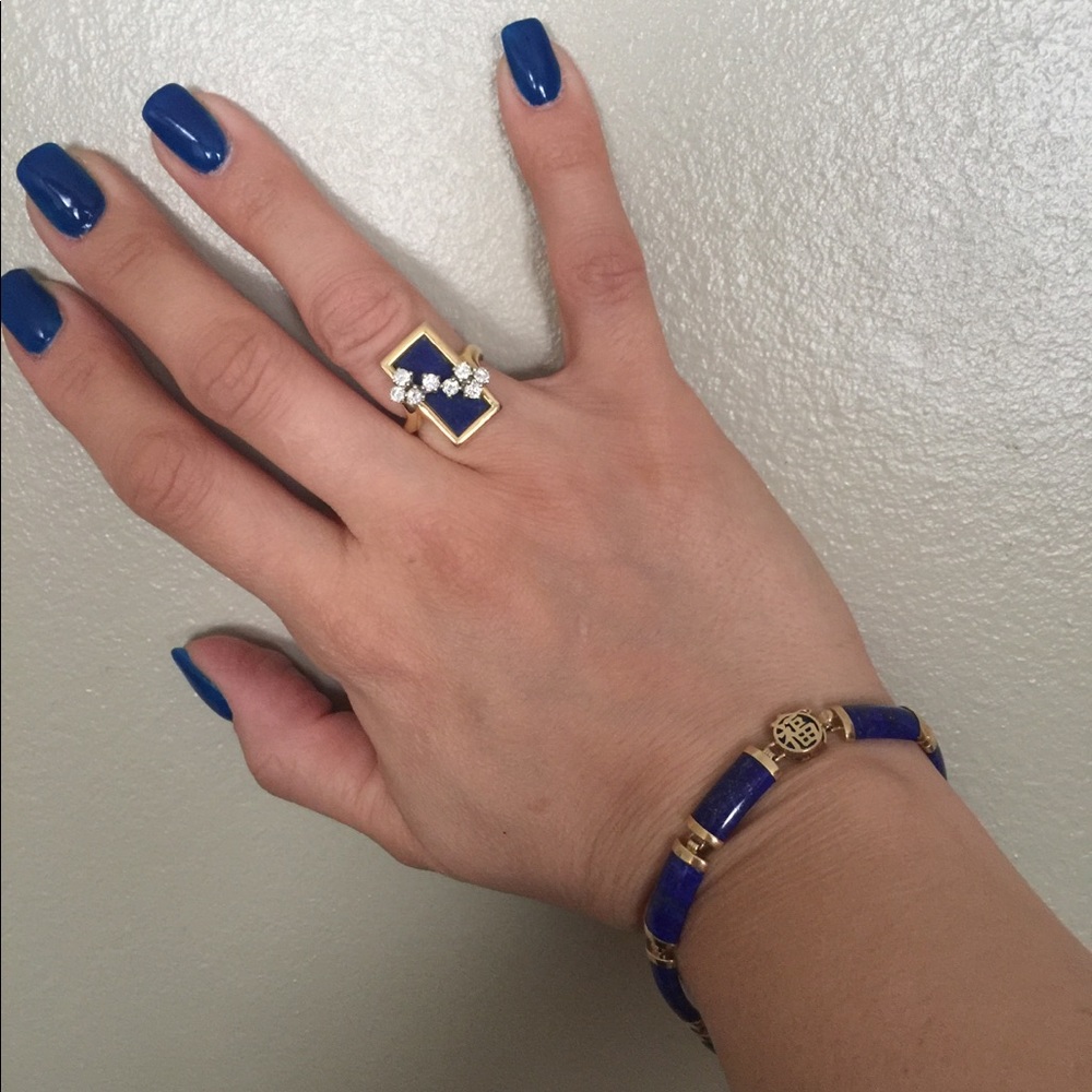 Lapis Lazuli Ring High Quality Dia w/Bracelet